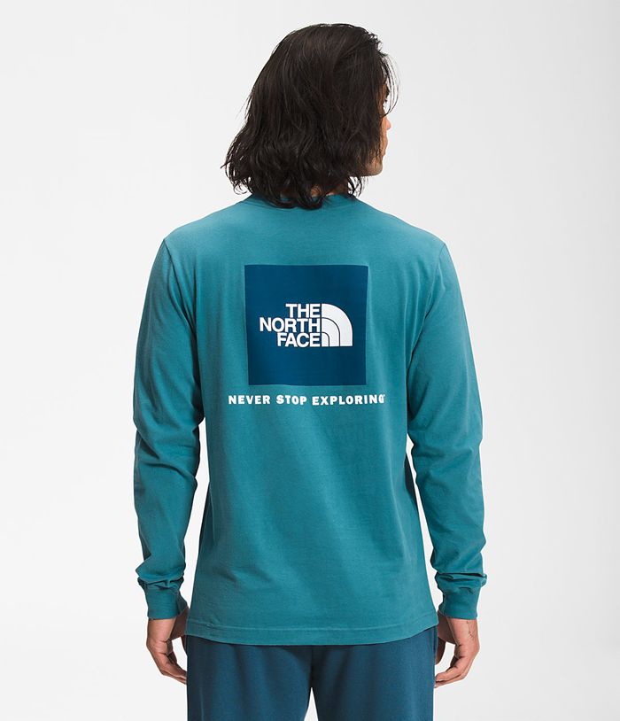 Camiseta The North Face Hombre Manga Larga Box Nse Azules - Peru 54092MDYZ